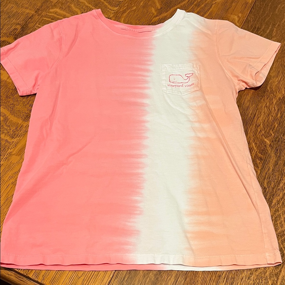 Vineyard Vines Women's Pink, Peach and White Short Sleeve Tee